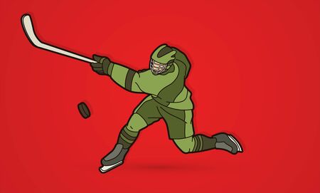 Ice Hockey, sport player cartoon action graphic vector.のイラスト素材