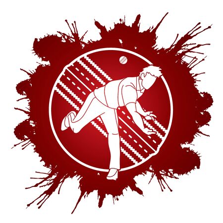 Cricket player action cartoon sport graphic vector.のイラスト素材