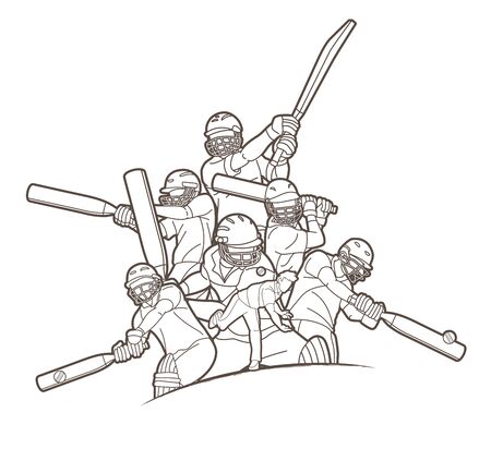 Cricket players action cartoon sport graphic vectorのイラスト素材