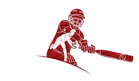 Cricket players action cartoon sport graphic vectorのイラスト素材