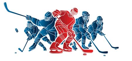 Ice Hockey players action cartoon sport graphic vector.のイラスト素材