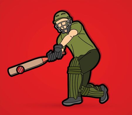 Cricket Player Action Cartoon Sport Graphic Vector のイラスト素材 イメージマート