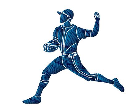 Baseball player action cartoon sport graphic vector.のイラスト素材