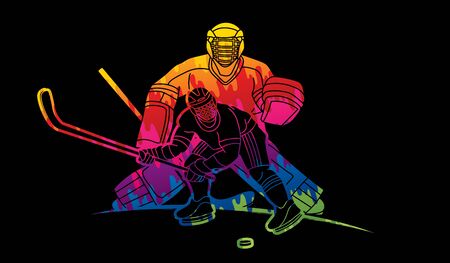 Ice Hockey players action cartoon sport graphic vector.のイラスト素材