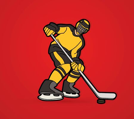Ice Hockey player action cartoon sport graphic vectorのイラスト素材