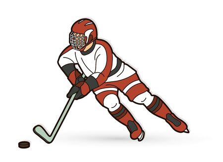 Ice Hockey player action cartoon sport graphic vectorのイラスト素材