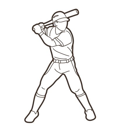 Baseball player action cartoon sport graphic vector.のイラスト素材