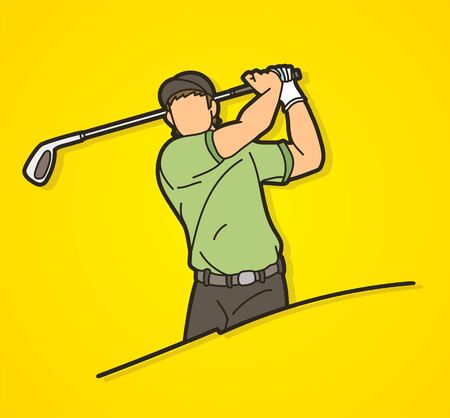 Golf player action cartoon sport graphic vector.のイラスト素材
