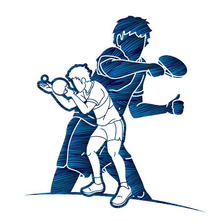 Table Tennis players action cartoon sport graphic vector.のイラスト素材
