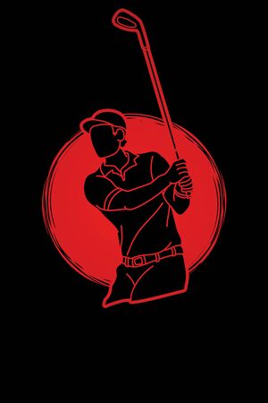 Golf player Golfer action cartoon sport graphic vector.のイラスト素材
