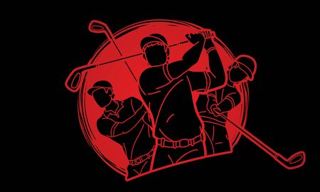Golf players Golfer action cartoon sport graphic vector.のイラスト素材