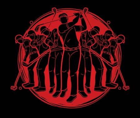 Golf players Golfer action cartoon sport graphic vector.のイラスト素材