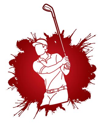Golf player, Golfer action cartoon sport graphic vector.のイラスト素材