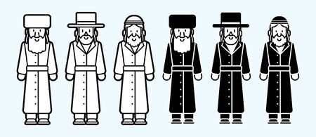 Jewish costume outline icon cartoon graphic vectorのイラスト素材