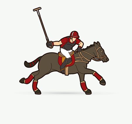 Horses Polo sport cartoon graphic vectorのイラスト素材