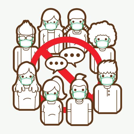 Social Distancing sign cartoon graphic vectorのイラスト素材