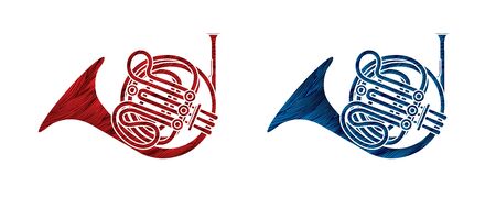 French Horn instrument cartoon music graphic vector
