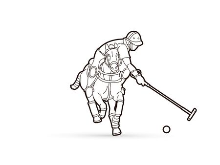 Horses Polo player sport cartoon graphic vectorのイラスト素材