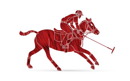 Horses Polo player sport cartoon graphic vectorのイラスト素材