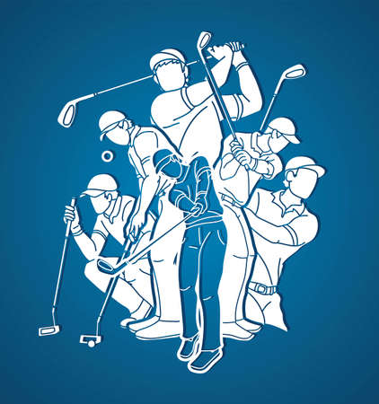 Golf players, Golfer action cartoon sport graphic vector.のイラスト素材