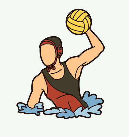 Water Polo player cartoon graphic vectorのイラスト素材