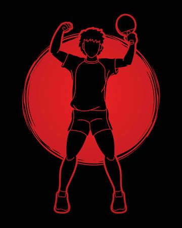 player, Table tennis action cartoon graphic vectorのイラスト素材