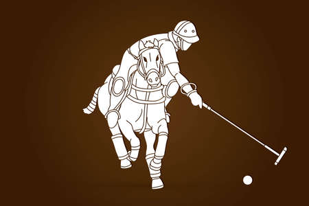 Horses Polo player sport cartoon graphic vectorのイラスト素材