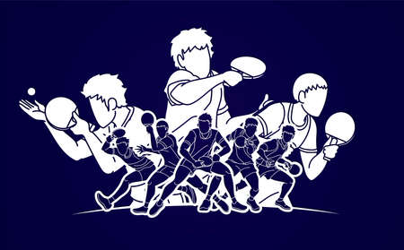 Table Tennis players action cartoon sport graphic vector.のイラスト素材