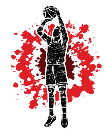 Basketball player action cartoon sport graphic vector.のイラスト素材