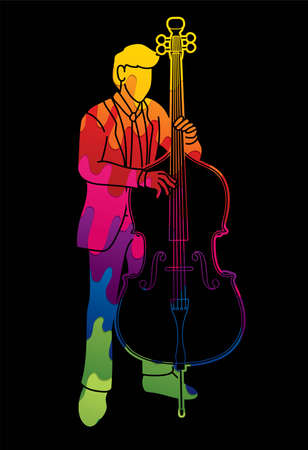 Double Bass Musician Orchestra Instrument Graphic Vectorのイラスト素材