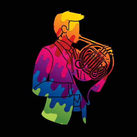 French horn Musician Orchestra Instrument Graphic Vectorのイラスト素材
