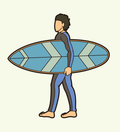 Surfing Sport Male Player Cartoon Graphic Vectorのイラスト素材