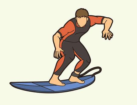 Surfing Sport Male Player Cartoon Graphic Vectorのイラスト素材