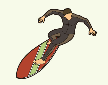 Surfing Sport Male Player Cartoon Graphic Vectorのイラスト素材