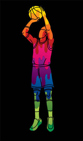 Basketball Male Player Action Cartoon Graphic Vectorのイラスト素材