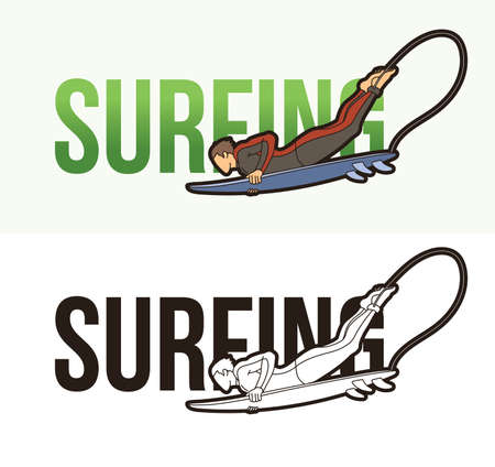 Surfing Text with Sport Player Graphic Vectorのイラスト素材