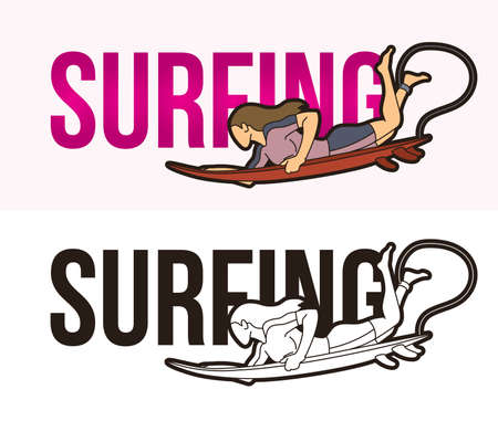 Surfing Text with Sport Player Graphic Vectorのイラスト素材