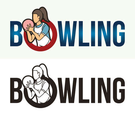 Bowling Text With Sport Players Graphic Vectorのイラスト素材