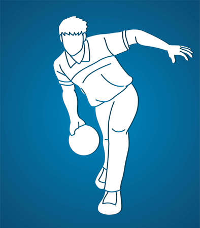 Bowling Player Bowler Action Cartoon Sport Graphic Vectorのイラスト素材