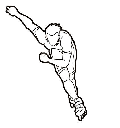 Roller blade Player Extreme Sport Cartoon Graphic Vectorのイラスト素材