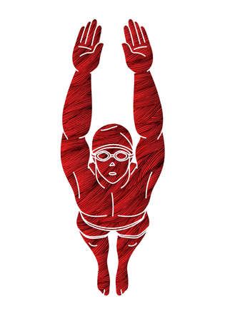 Swimming Sport Swimmer Action Cartoon Graphic Vectorのイラスト素材