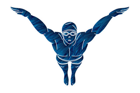 Swimming Sport Swimmer Action Cartoon Graphic Vectorのイラスト素材