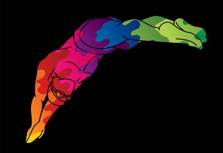 Swimming Sport Male Swimmer Action Cartoon Graphic Vectorのイラスト素材
