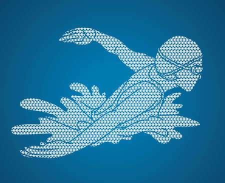Swimming Sport Female Swimmer Action Cartoon Graphic Vectorのイラスト素材
