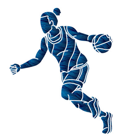 Basketball Female Player Action Cartoon Sport Graphic Vectorのイラスト素材