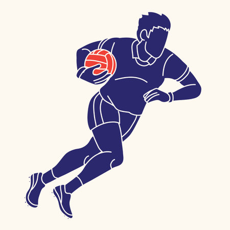 Gaelic Football Male Player Action Cartoon Graphic Vectorのイラスト素材