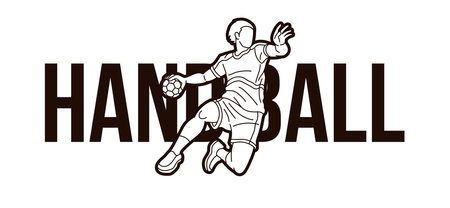 Handball Sport Text Design Cartoon Graphic Vectorのイラスト素材