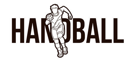 Handball Sport Text Design Cartoon Graphic Vectorのイラスト素材