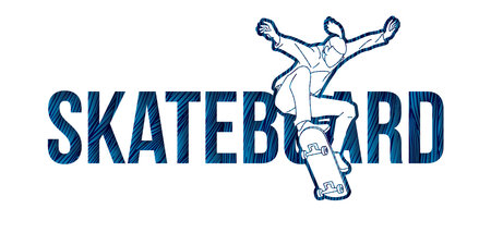 Skateboard Text Font Design Cartoon Graphic Vectorのイラスト素材