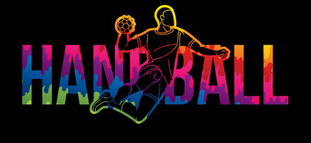 Handball Sport Text Design Cartoon Graphic Vectorのイラスト素材
